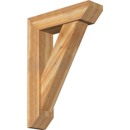 Traditional Slat Rough Sawn Bracket W/ Offset Brace, Western Red Cedar, 8W X 30D X 42H